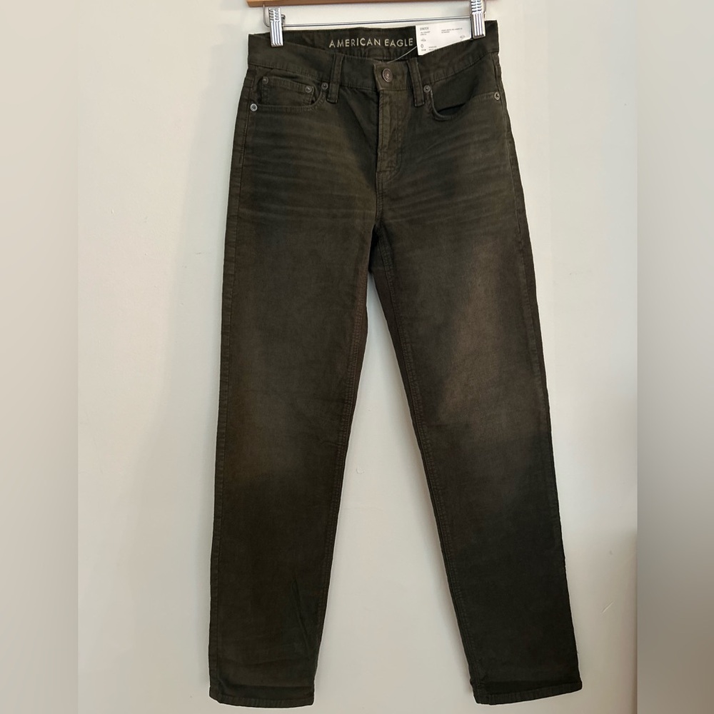 American Eagle - Women’s 90s Straight Corduroy Pant - Dark Olive Green - Size 25